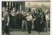 Ambridge Strike 1937 Police Intermingle in a Crowd of Strikers Photograph Front Side