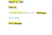 Confirmation of 4d- status from W.G. Hartzler.