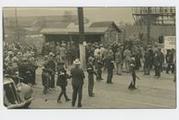 Ambridge Strike 1933 Police Face Strikers on the Street Photograph Front Side