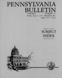 Pennsylvania bulletin Subject Index for 1971 January-June