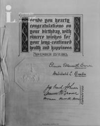 Bound congratulations on eightieth birthday, 25th November, 1915, from New York University