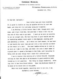 (W.J. Holland to Andrew Carnegie, November 22, 1910)