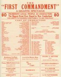 Advertisement for performance of First Commandment