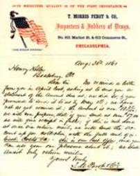 1861-08-30 Handwritten letter from T. Morris Perot & Co. to Henry Keller