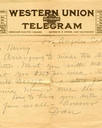 Western Union Telegram to Wilna Hervey
