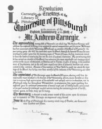 Congratulations on eightieth birthday from the Trustees of the University of Pittsburgh, Pittsburgh, Pennsylvania, 29th October, 1915