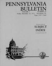 Pennsylvania bulletin Subject Index for 1971