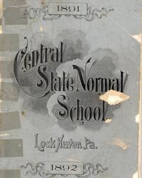 Cover of the Central State Normal School catalog, 1891-1892