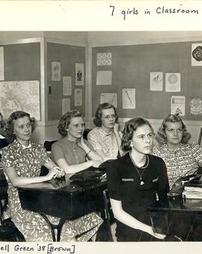 7 girls in classroom, 1938