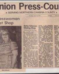 Union Press Courier article on Sweet Shop