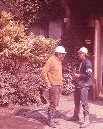 Wilkes College - Weckesser Hall - President Francis J. Michelini and Don Jost, Director of Housing POST Hurricane Agnes Flood