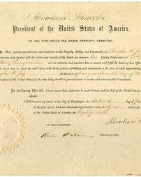 Appointments of Douglas Jay as Assistant Postmaster of Scranton, signed by Abraham Lincoln and William Seward, July 16, 1861.