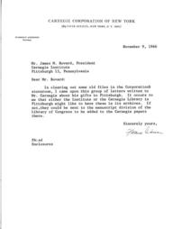 (Florence Anderson to James M. Bovard, President, November 9, 1966)