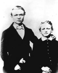 (Andrew Carnegie, age 16, with brother Tom, age 10, 1851)
