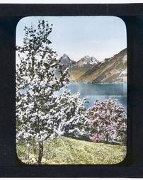 Switzerland. Lucerne Lake. Spring on Vierwaldstattersee. The Two Mythens