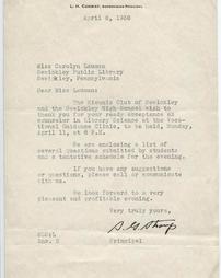Letter to Miss Lauman 4-8-1938