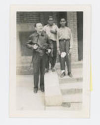 Monsignor Charles Owen Rice at House of Hospitality with Two Boys Photograph 
