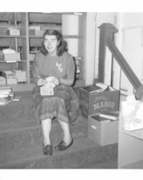 Joy Westover in a library