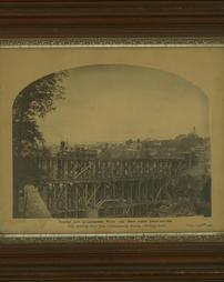 Trestle over Lackawanna River and arch under construction.