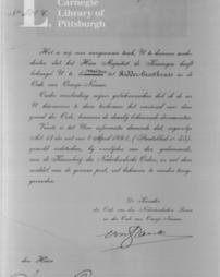 Letter accompanying diploma of Order of Orange Nassau