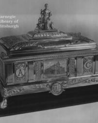 Silver gilt casket containing the freedom of the Burgh of Coatbridge, Scotland, 7th June, 1906