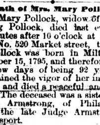 Death of Mrs. Mary Pollock.