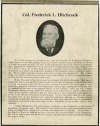 Obituary notices of the death of Col. Frederick Hitchcock.