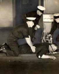 Firemen practicing resuscitation, 1932