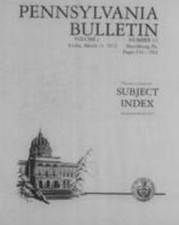 Pennsylvania bulletin Subject Index for 1972 January-March