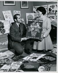 1970 Philadelphia Flower Show. Ernesta Ballard with Winning Poster