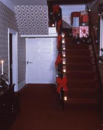 Maple Manor Hall Furniture and Stairway Decorated With Bows