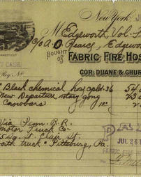Receipt from Fabric Fire Hose Company