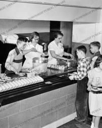 McMurray Elementary School cafeteria serving line, circa 1950.