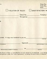 Blank Infraction Notification Card