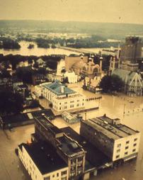 Wilkes-Barre, PA - Military Helicopter Aerial of Kings College, Irem Temple - Hurricane Agnes Flood