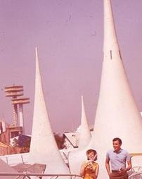 1964 New York World's Fair- Two People in Front of Cones