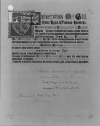 Degree of Doctor of Laws conferred on Mr. Carnegie by McGill University, Montreal, Canada, 1st May, 1906