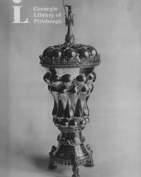 Tall silver gilt cup, containing the freedom of the Burgh of Kirkcaldy, Scotland, 11th October, 1899