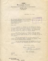 Letter about American Brake Shoe Company and Carnegie-Illinois Steel License Agreement