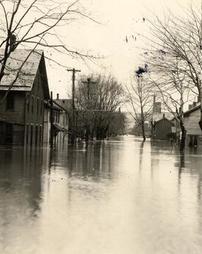 Looking south on Pine Street from Pennsylvania Railroad tracks during 1936 flood