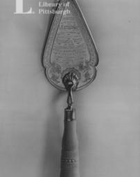 Silver trowel-- ivory handle, presented to Mr. Carnegie on the occasion of his laying the foundation stone of the free library, Waterford, Ireland, 19th October, 1903