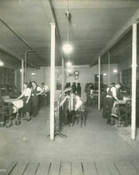 Students in textile shop