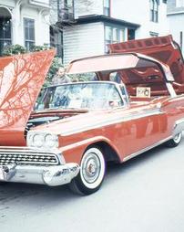 Red 1959 Ford Fairlane Skyliner with Retractable Top