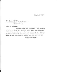 (James Bertram (?) to Wm. J. Holland, July 3, 1907)