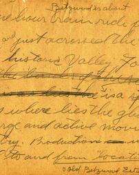 Portus Acheson's hand-written notes, titled "Nostalgic," page 1