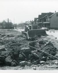 Debris and bulldozer