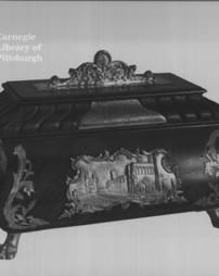 Wood casket ornamented with silver presented with the freedom of the Royal Burgh of St. Andrews, Scotland, 18th July, 1902