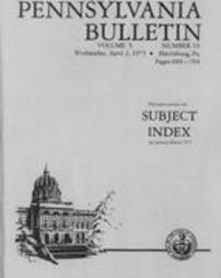 Pennsylvania bulletin Subject Index for 1975 January-March