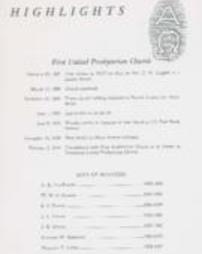 First United Presbyterian Church Timeline and List of Ministers 
