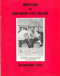 Lock Haven State College vs.Bloomsburg State wrestling match program, Jim Schuster